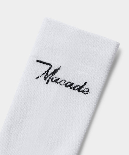 Men's White Signature Crew Socks — Macade Golf Australia