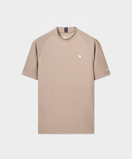 Tyler Light Brown Mock Neck Tee — Macade Golf Australia