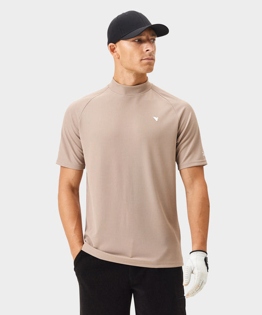 Tyler Light Brown Mock Neck Tee — Macade Golf Australia