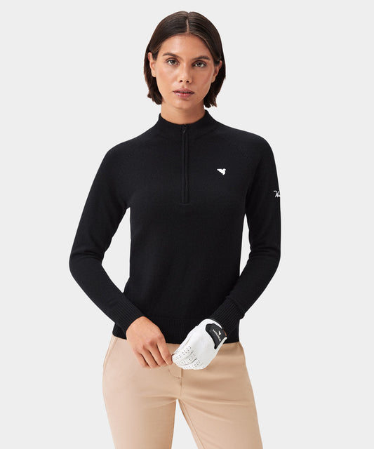 Bridge Black Merino Quarter-Zip