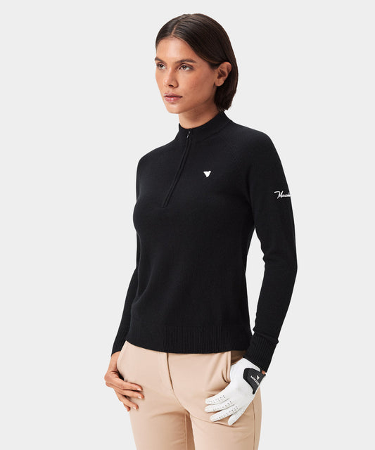 Bridge Black Merino Quarter-Zip — Macade Golf Australia