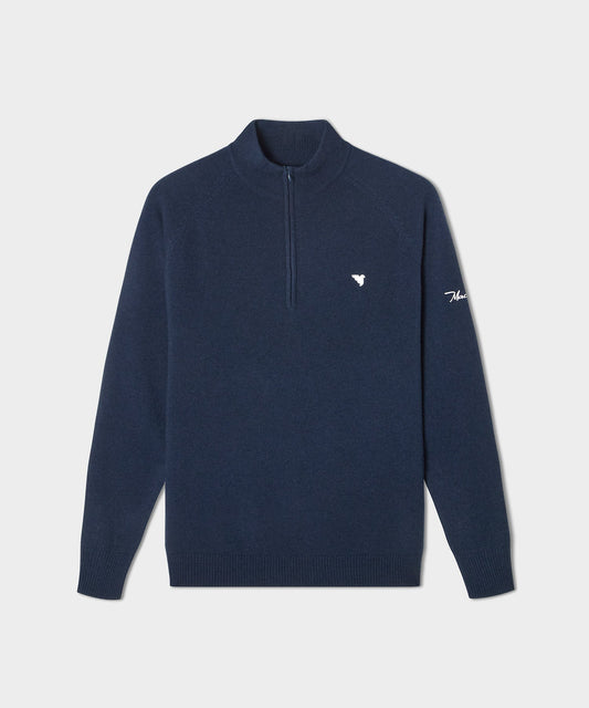 Bridge Dark Blue Merino Quarter-Zip — Macade Golf Australia