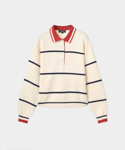 Powder Club Knit Polo Sweater flat lay — Macade Golf Australia